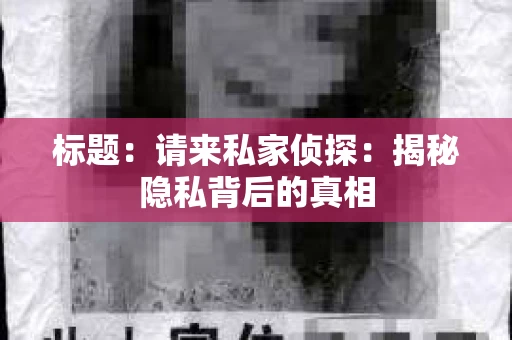 标题：请来私家侦探：揭秘隐私背后的真相