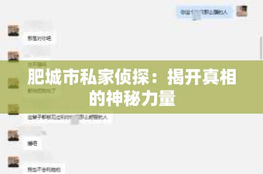 肥城市私家侦探：揭开真相的神秘力量